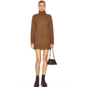 Nili Lotan Everett Wool Cashmere Turtleneck Sweater Dress Chestnut Brown Size M